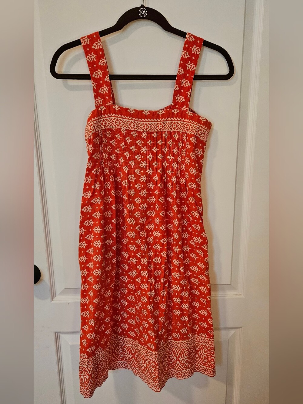 Vintage Ramona Rull Women's  Orange/Red Printed Sundress - Small- Has Pockets